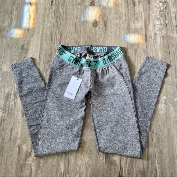 GYMSHARK Flex Leggings (Charcoal Marl/Dusty Teal) - Picture 3 of 6